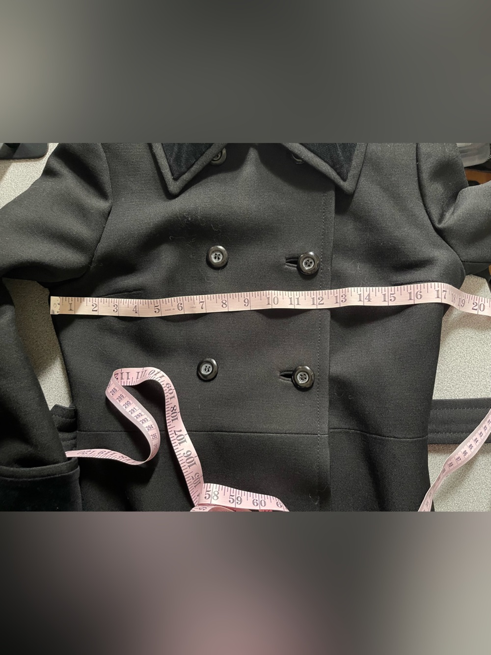Irving Samuel For Ogilvy's Classic Double-Breasted Black Wool Coat with Belt - Picture 11 of 14